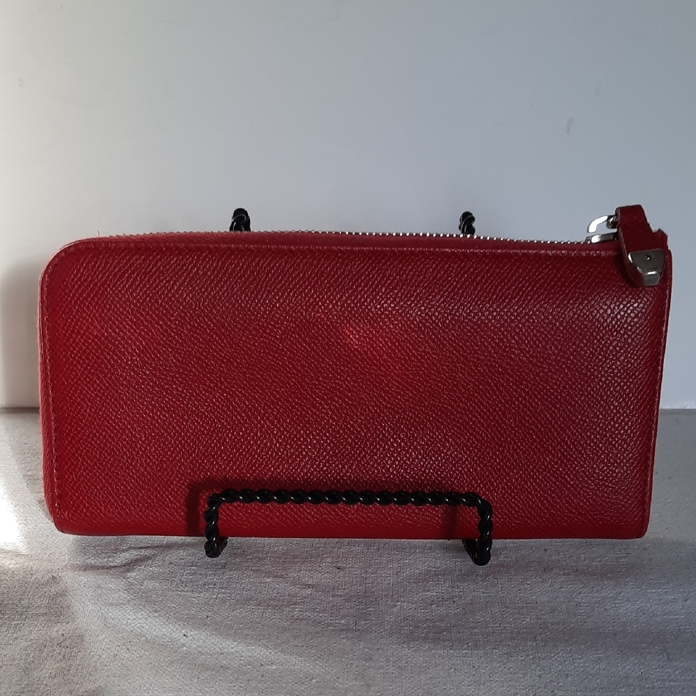 Tod's Red Wallet with Silver Hardware - Picture 3 of 12